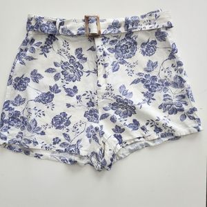 Floral Linel Mini Shorts Size L